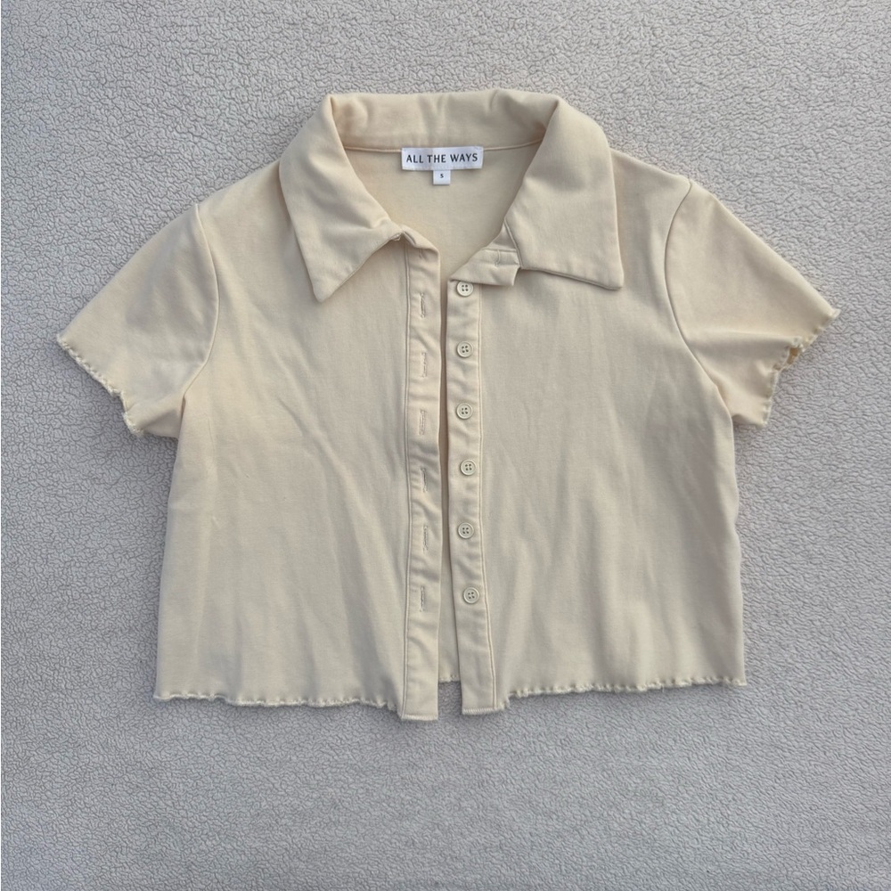 Revolve all the ways Suzana button down collared crop top cardigan in cream